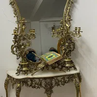 آینه و شمعدان و کنسول آینه و جای قرآن قدیمی برنز|بوفه، ویترین، کنسول|اسلامشهر, شهرک قائمیه|دیوار
