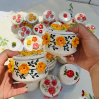 قندان سرامیکی گل برجسته و دستساز