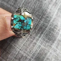 انگشترمردانه نقره نگین فیروزه ای سایز6