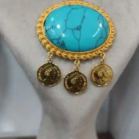پلاک فیروزه قدیمی آب طلا خورده