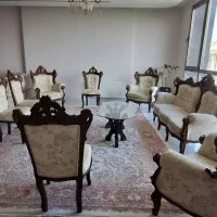 ست مبلمان و ناهاری خوری چوب درجه راش و پارچه ترک