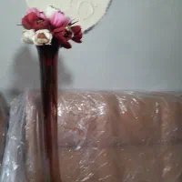 گلدان شیشه ای بلند ویه دسته گل شقایق|صنایع دستی و سایر لوازم تزئینی|کرج, کوی زنبق|دیوار