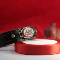 چرم طبیعی حیوانی با سنگ عقیق و حک دست نویس