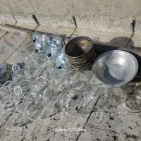 کاسه شیشه‌ای وسفالی،لگن استیل و روحی