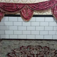 باسلام  ۵ عدد سر پرده  رنگ قرمز نو