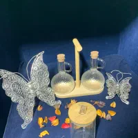 آبلیموخوری جفتی پیرکس با چوب بامبو
