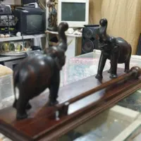 مجسمه چوپی دست ساز دو فیل با چوب ابنوس|مجسمه، تندیس، ماکت|ابهر, |دیوار