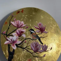 تابلو رنگ روغن و ورق طلا