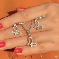 نیم ست جواهر تمام نقره مدل پروانه (شاپرک) خوش یمن|بدلیجات|تبریز, |دیوار