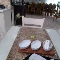 ناهار خوری ۴ نفره سفید کار کرده