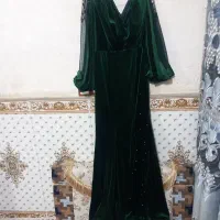 لباس مجلسی سر شانه سنگ دوزی استین توری