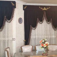 پرده سالن با حریر وساتن ودالبر
