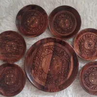 ست بشقاب های هندی  چوبی