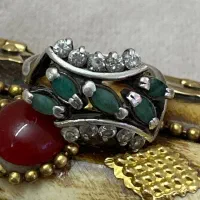 انگشتر نقره زنانه زمرد زامبیا کهنه ۵ اشک یکسان|جواهرات|تهران, دولاب|دیوار