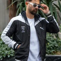 کاپشن مشکی سفید مردانه مدل ferrari