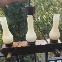لوستر آویز چوبی سه شعله لامپا
