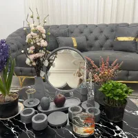 مبل طوسی ۸ نفره ترک با یک جلو مبلی بزرگ