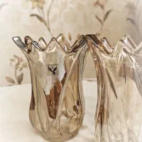 لاله کریستال لوستر آکتور طرح آتشی بلند برنزی