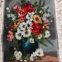 تابلوفرش دست باف طرح گل وگلدان