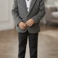 کت شلوارطوسی اسپرت با پیراهن سفید سن۳تا۵سال