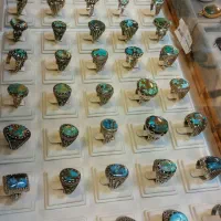 مشهد انواع مدل انگشتر با سنگ اصلی فیروزه عقیق حدید