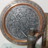 سینی مسی قدیمی 60سانتی|کلکسیون اشیاء عتیقه|بروجرد, |دیوار