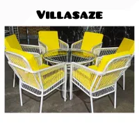 میزو صندلی باغی نیم تنه مربع/میز صفحه شیشه ای