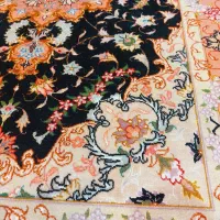 جفت زرع ونیم تبریز گل ابریشم زمینه مشکی ۵۰رج|فرش|تهران, امام خمینی|دیوار