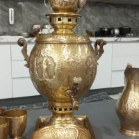 سماور زغالی کامل همراه با لیوان برنج هندی