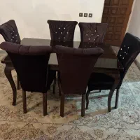 میز ناهارخوری ۶ نفره پایه چوبی