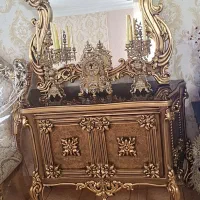 آینه کنسول چوبی سلطنتی طلایی