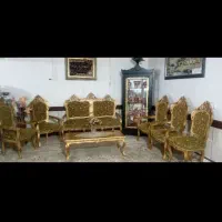 یک دست مبل ۹ نفره چوب گردو|مبلمان خانگی و میز عسلی|صحنه, |دیوار