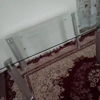 میز نهار خوری شیشه ای محکم پایه استیل