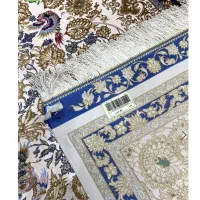 فرش ماشینی ابریشم طرح افشان گل مرغ،کرم 29|فرش|اردکان, |دیوار