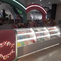 فروشنده خانم برای غرفه پاستیل و تنقلات
