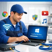 نصب ویندوز در محل + نرم‌افزار تخصصی،اینترنت و شبکه