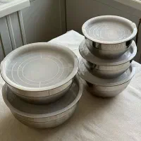 ست لگن استیل پنج عددی دربدار|ظروف نگهدارنده، پلاستیکی، یک‌بارمصرف|قم, زنبیل آباد|دیوار