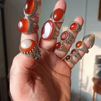 انگشتر نقره عقیق فیروزه