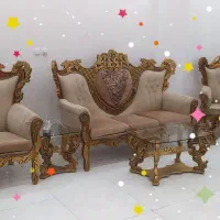 مبل هفت نفره سلطنتی درحد نو بامیزعسلی چوب راش