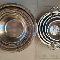 آبکش و لگن استیل گرد|ظروف پخت‌وپز|مشکین‌دشت, |دیوار
