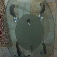 میز شیشه ای پایه چوبی