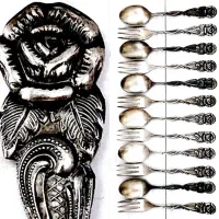 ست 12پارچه دسرخوری سیلورپلیت گل رز (نوربلین آلمان)