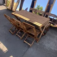 میز وصندلی چوبی و مکپی تاشو برای منازل و کافه