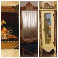 مینی بوفه آینه بزرگ و میزآینه تابلو فرش و  لوستر|لوستر و چراغ آویز|همدان, |دیوار