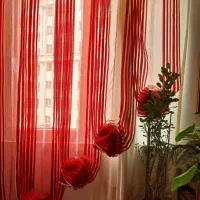 پرده تور زرشکی و نقره‌ای رنگ|پرده، رانر، رومیزی|تهران, جنت‌آباد مرکزی|دیوار