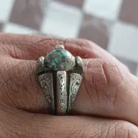 انگشتر نقره۹۲۵ فیروزه اصل نیشابور۱۴گرم