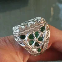 انگشتر نقره کلکسیونی زمرد اصل برلیان اصل( ۸۰ گرم )|جواهرات|تهران, تجریش|دیوار