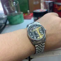 رولکس نقره ای صفحه مشکی استیل
