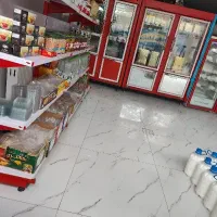 فروشنده خانم در مغازه لبنیات. اندیشه