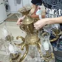 لوستر طلایی برنجی|لوستر و چراغ آویز|گرگان, |دیوار